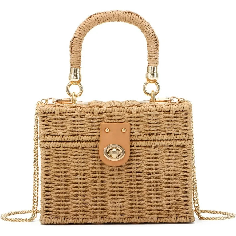 Handwoven Rattan Bag for Women Woven Straw Square Crossbody Bag Vintage Basket Purse Beach Tote B... | Walmart (US)