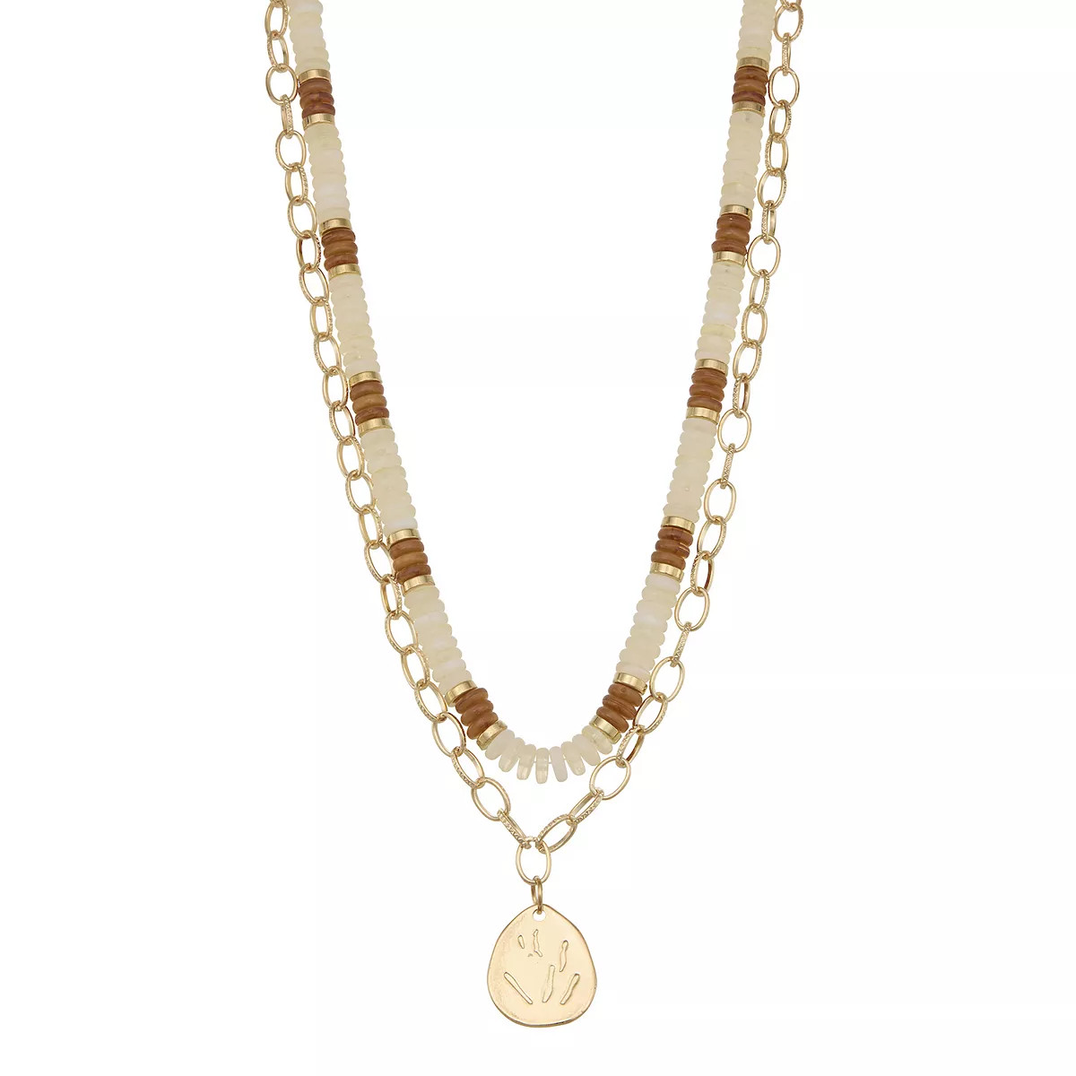 Emberly Gold Tone Color Block Beaded Necklace, Women's, Multi | Kohl's