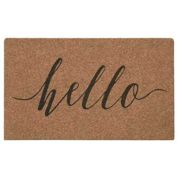 1'6"x2'6" Grand Terrace Natural Hello Calligraphy Door Mat - Mohawk | Target