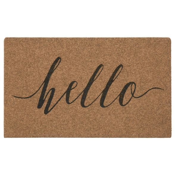 1' 6"x2' 6" Grand Terrace Natural Hello Calligraphy Door Mat - Mohawk | Target