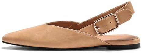 Coutgo Womens Flat Mules Closed Pointed Toe Slingback Slip On Flats Work Office Dress Sandal Shoe... | Amazon (US)