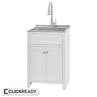 Glacier Bay 24 in. W Drop-In Laundry Sink with Faucet and Ready to Assemble Cabinet with CLICKREA... | The Home Depot