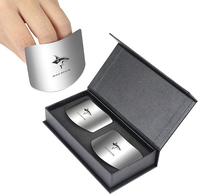Chef Finger Guards for Cutting with Gift Box, 2pcs Premium 304 Stainless Steel Finger Protectors ... | Amazon (US)