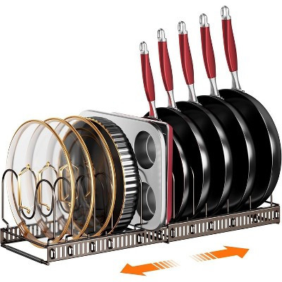 Pot Rack - Expandable under-cabinet pot and pan organizer, lid organizer with 12 adjustable compartments 12 Dividers-Bronze 22.8*7.1*6.9 | Target