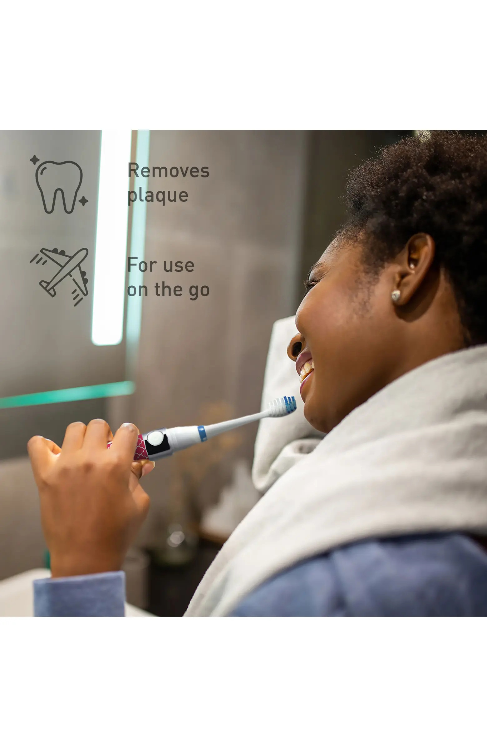 Black & Pink Portable Sonic Toothbrush Bundle - Powerful On-the-Go Oral Care with 2 Travel-Ready ... | Nordstrom