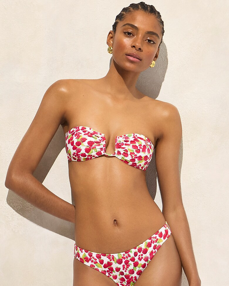 Mira bandeau bikini top in raspberry print | J. Crew US