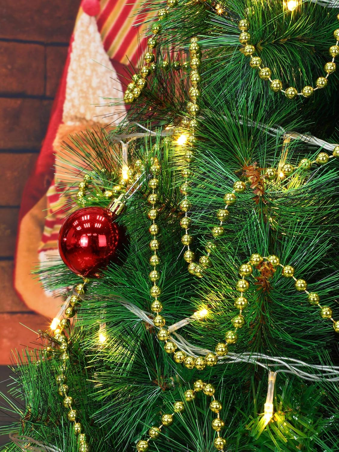26 Feet Christmas Tree Beaded Garland Plastic Pearl Strands Chain Artificial Pearls Beads Trim Ga... | Amazon (US)