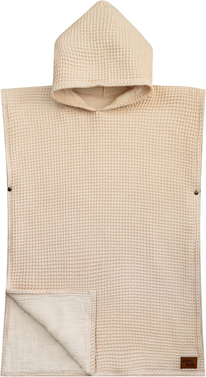 Jade&Kai Hooded Towel for Kids | Snaps into a Poncho | Organic Cotton Waffle | Lightweight and Ab... | Amazon (US)