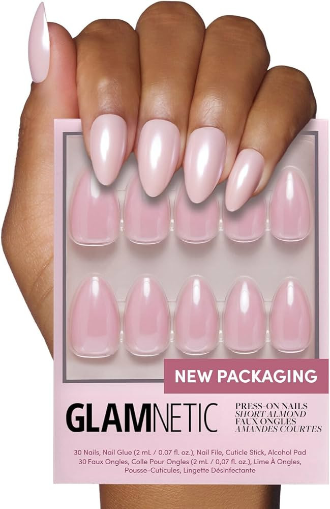 Glamnetic Press On Nails - First Kiss | Short Almond Neutral Pink Nails with a Glaze Finish | 15 ... | Amazon (US)