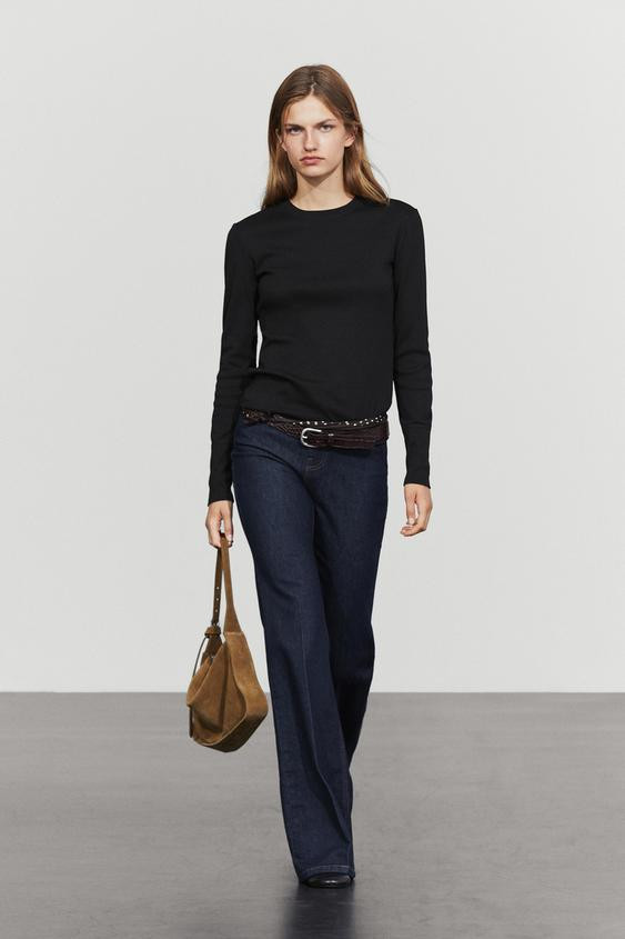 100% cotton long sleeve T-shirt | Zara Canada
