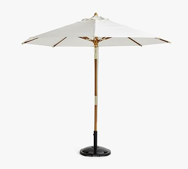 Premium 9' Round Sunbrella® Outdoor Patio Umbrella – FSC® Teak Tilt Frame​ | Pottery Barn (US)