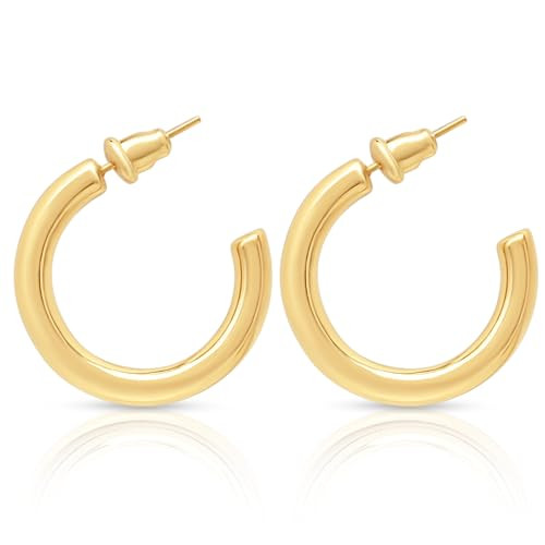 Gold Hoop Earrings For Women | Real Gold Plated | Lightweight Open Hoops | Earrings For Women Trendy | Hypoallergenic | Gift For Her | Amazon (US)