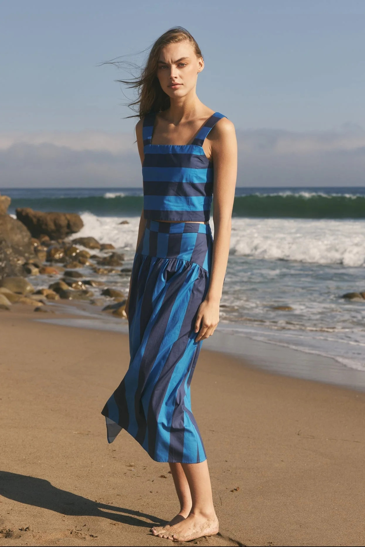 Bold Stripe Midi Skirt | English Factory