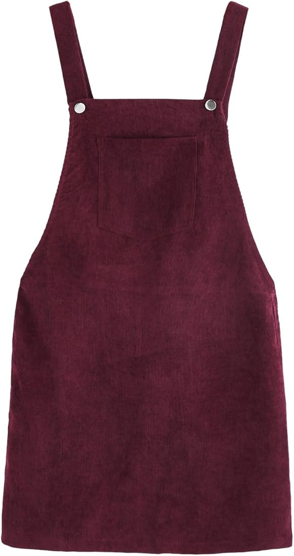 Women's Straps A-line Corduroy Pinafore Bib Pocket Overall Dress | Amazon (US)