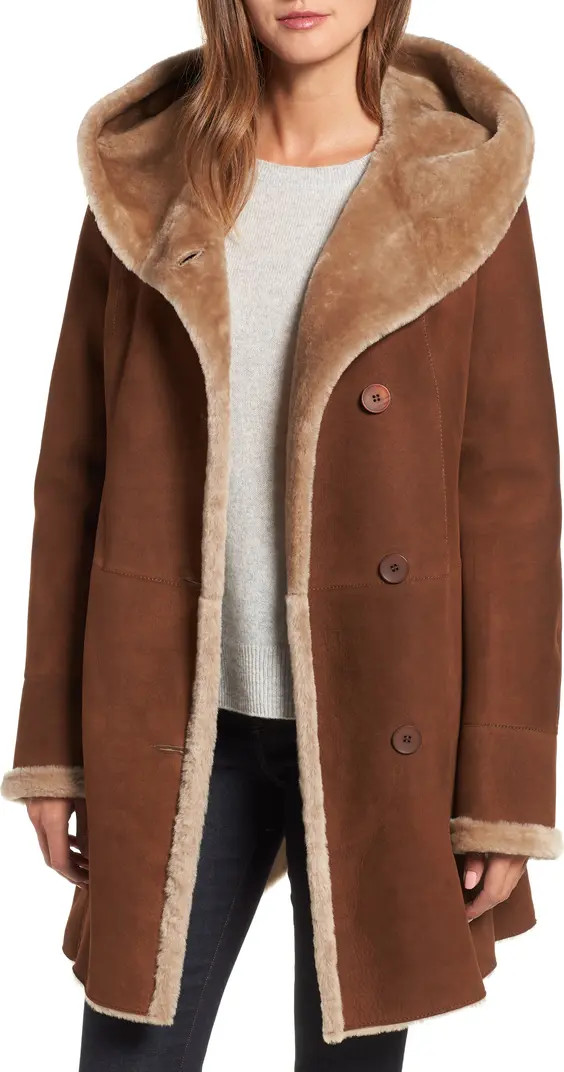 Hooded Merino Shearling Coat | Nordstrom