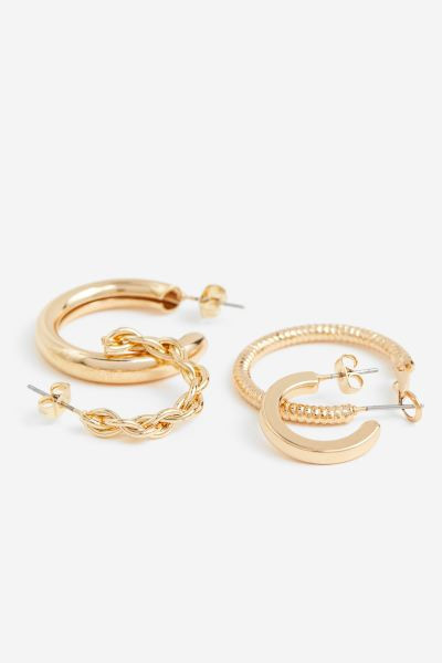 9 Pairs Hoop Earrings - Gold-colored - Ladies | H&M US | H&M (US + CA)