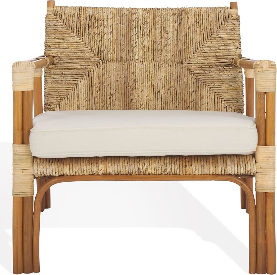 SAFAVIEH Couture Collection - Elexa Banana Weaving Accent Chair, Natural & White, Handwoven Desig... | Amazon (US)