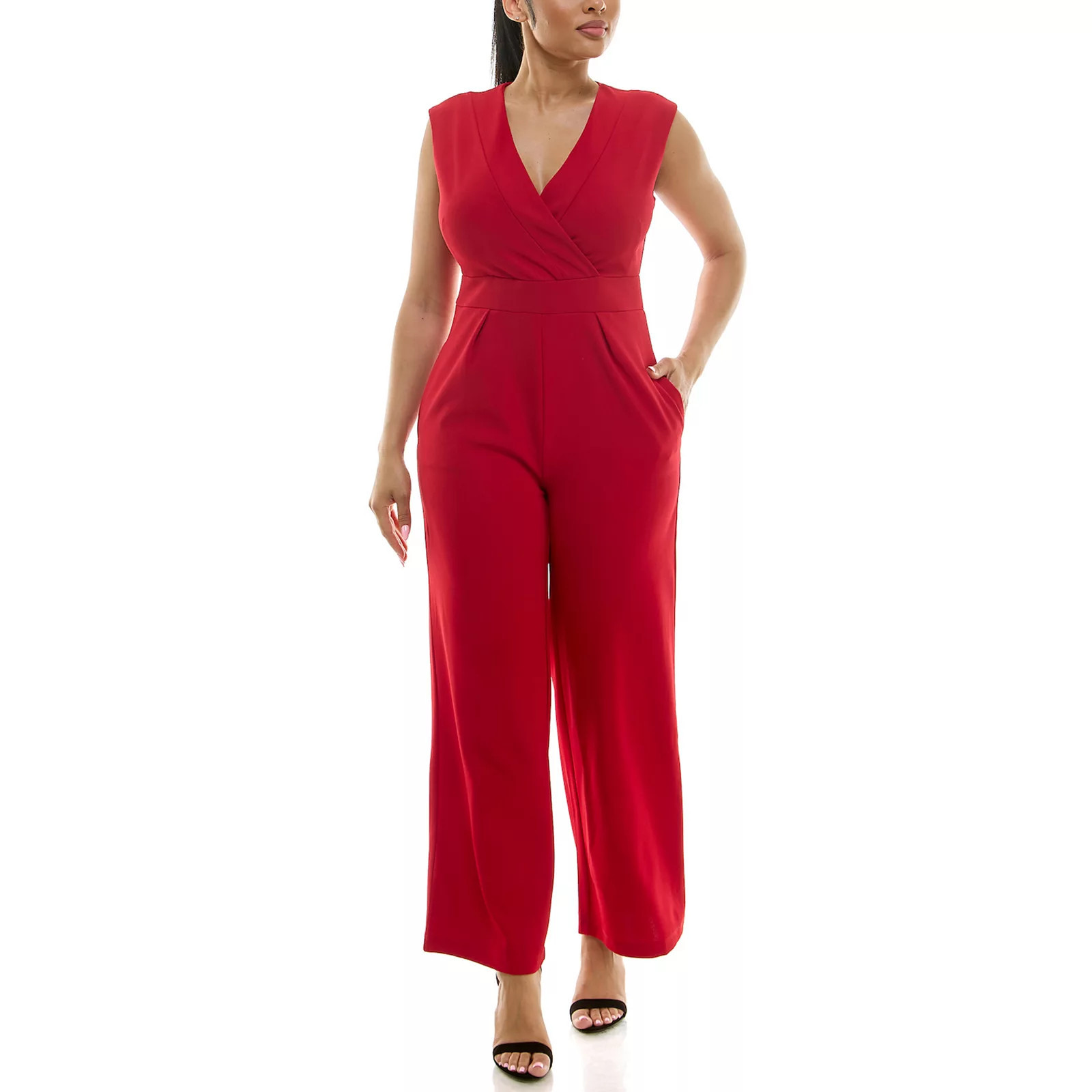 Women's Nina Leonard Surplice Jumpsuit, Size: Medium, Nina Red | Kohl's