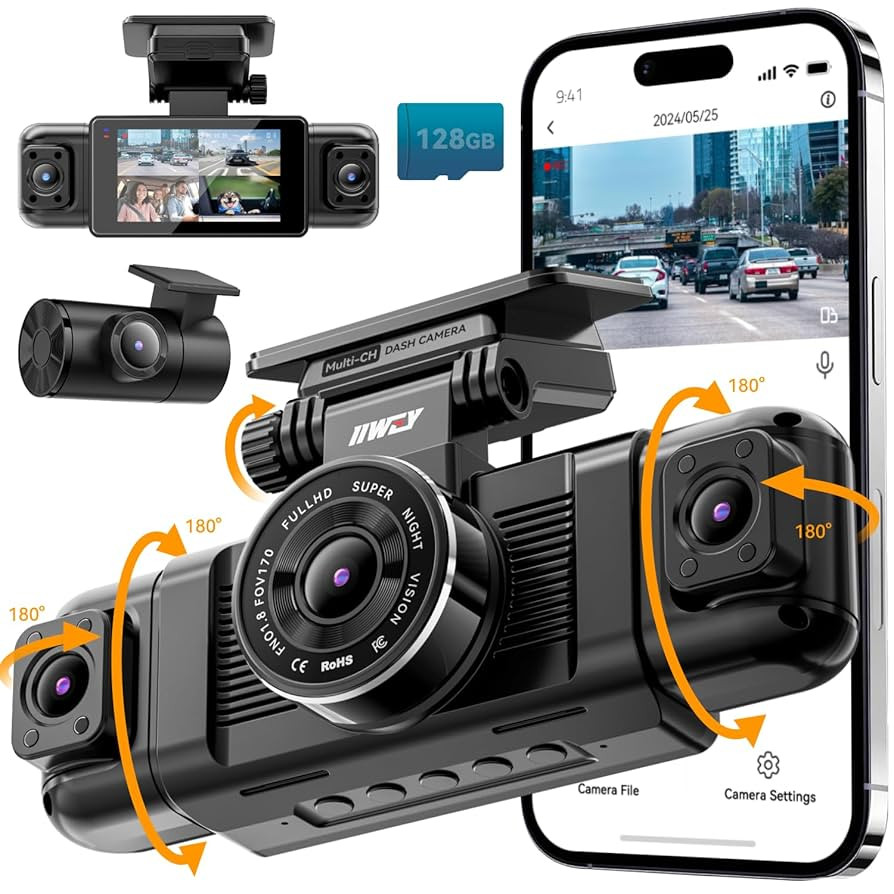 IIWEY N5 4 Channel Dash Cam 360° View, 1080P Front and Rear Inside, Left Right Dash Camera for C... | Amazon (US)