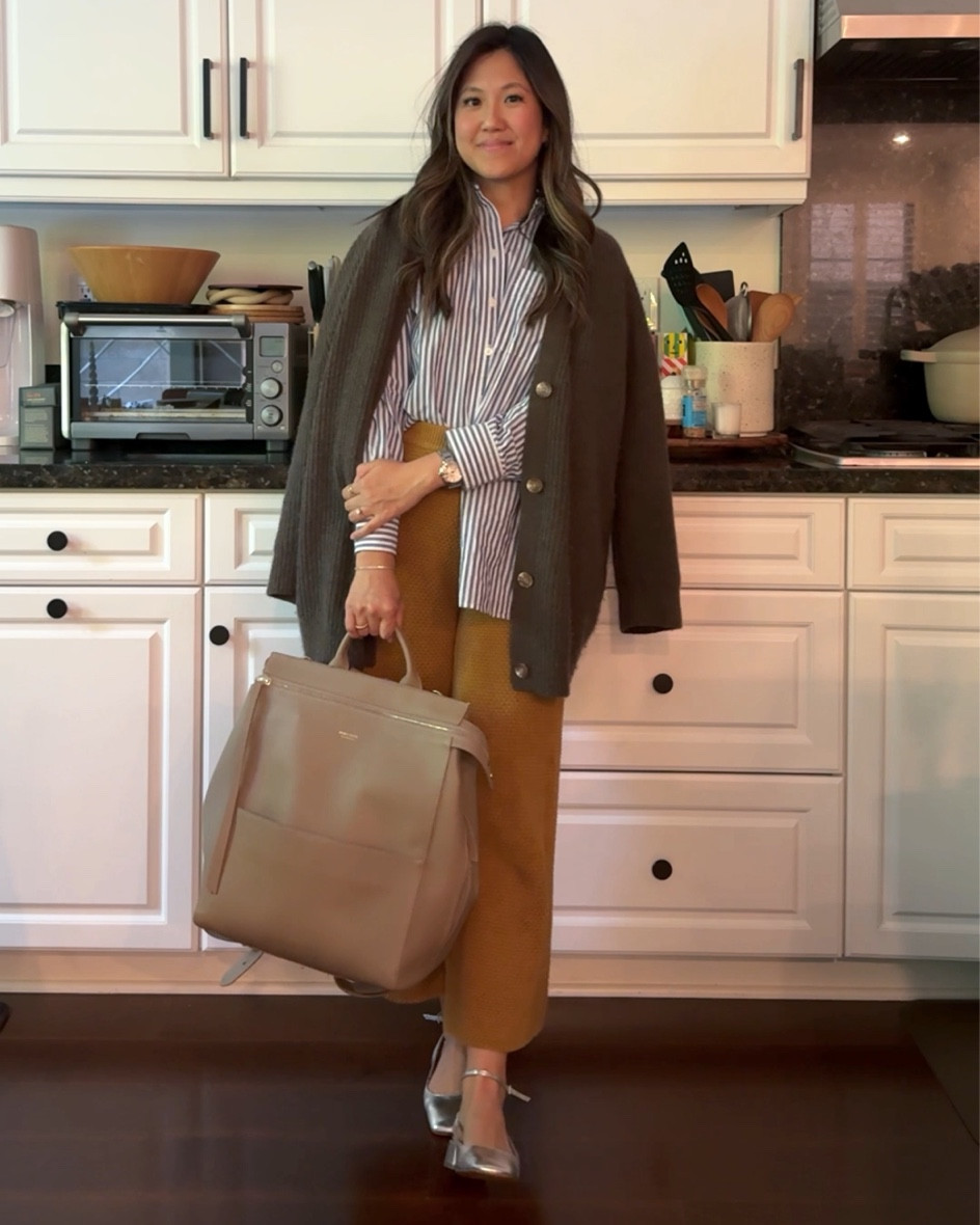 work fit with my most comfy pair of pants; wouldn’t even tell they’re my lounge pants 

Top size S, pants size XS, cardigan S 
shoes are [old] Zara but the sam Edelman’s are a very similar pair and on sale !

#LTKtravel #LTKworkwear #LTKover40