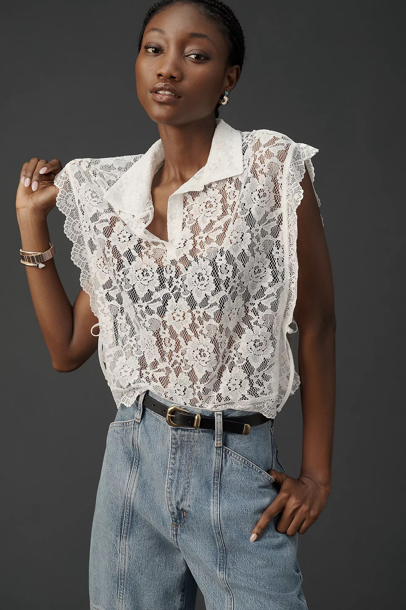 By Anthropologie Collared Lace Vest | Anthropologie (US)