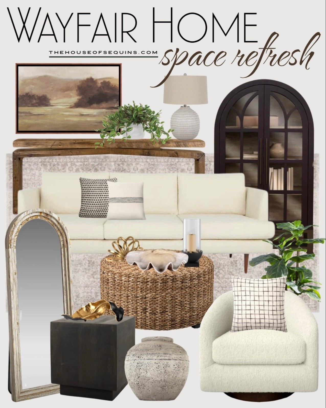 Shop Wayfair home finds! Living room refresh, console table, arch storage cabinet, sofa, accent chair, coffee table, side table, barrel chair, table lamp, canvas wall art, arch floor mirror, ceramic vase, throw pillow, potted faux plant and more! 



#LTKHome #LTKFindsUnder100 #LTKSaleAlert
