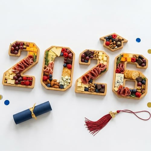 2026 Graduation Decorations - Table Centerpieces - 2026 Numbers Charcuterie Board with Graduation Cap - Serving Tray Decoration for Kindergarten Preschool High School College Party Supplies | Amazon (US)