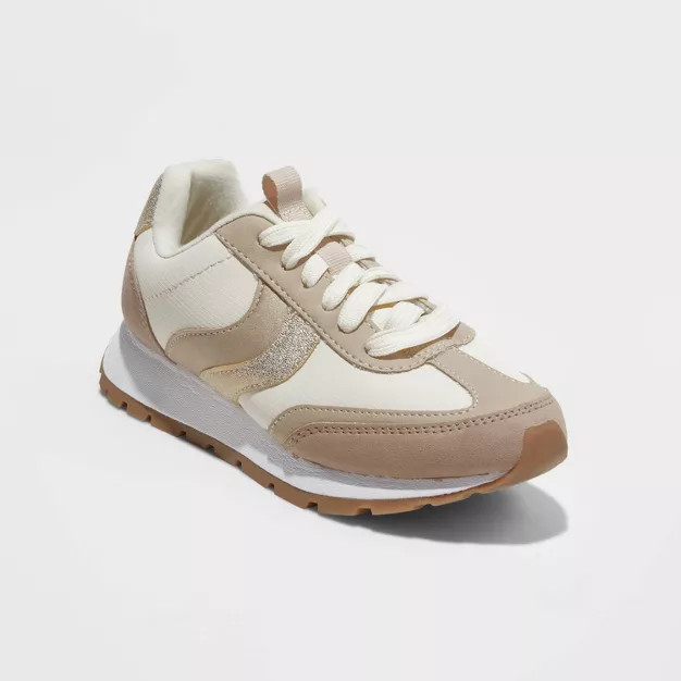 Girls' Ellison Colorblock Glitter Lace-Up Sneakers - Cat & Jack™ | Target