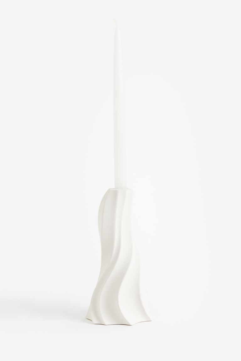 Stoneware Candlestick - White - Home All | H&M US | H&M (US + CA)