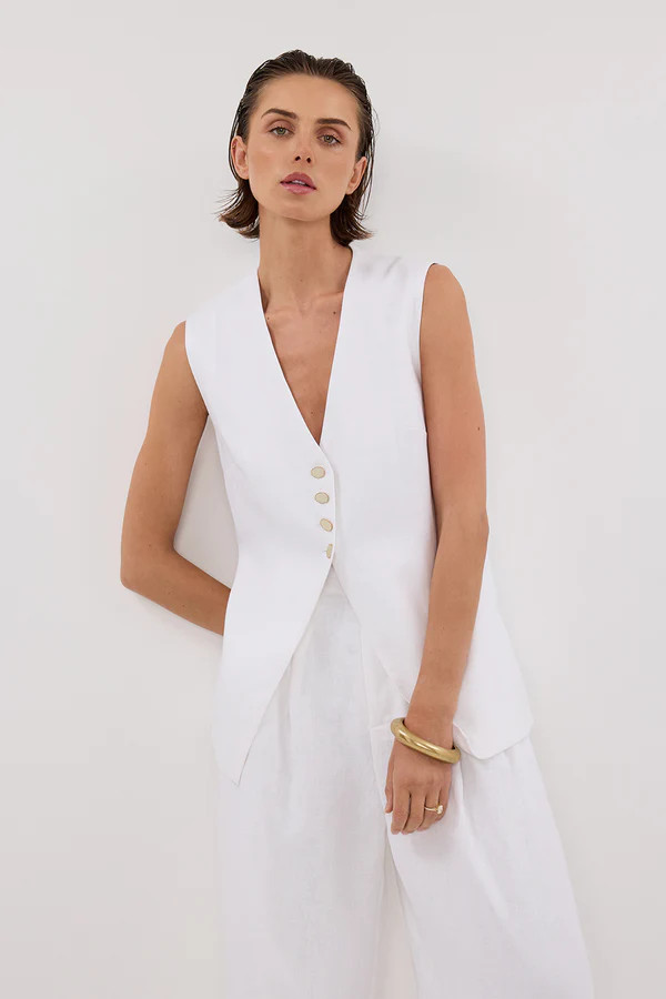 KNOX WHITE LINEN VEST | DISSH