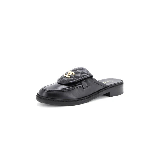 Women's CC Turnlock Flat Mules Quilted Leather | Rebag