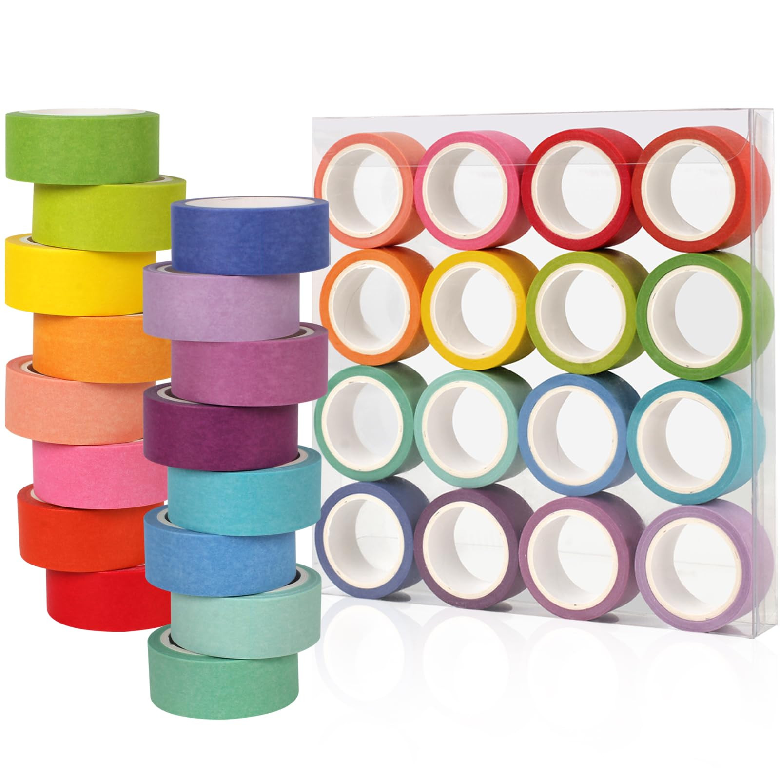 Phinus Washi Tape Set, 16 Pack Decorative Tape, Multicolor, 15mm x 5m, Reusable, Ideal for Gift W... | Amazon (US)