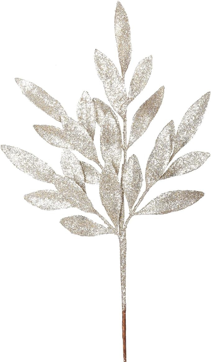 Vickerman 22" Champagne Glitter Bayleaf Artificial Christmas Spray. Includes 12 Sprays per Pack. | Amazon (US)