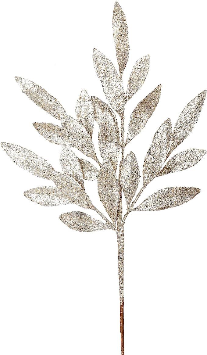 Vickerman 22" Champagne Glitter Bayleaf Artificial Christmas Spray. Includes 12 Sprays per Pack. | Amazon (US)