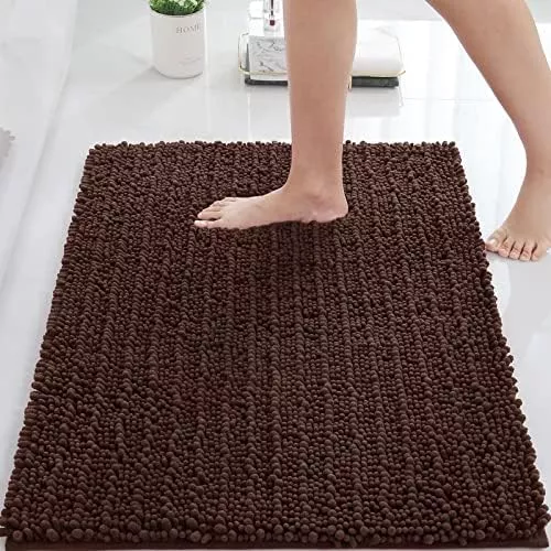 Grandaily Chenille Striped Bathroom Rug Mat, Extra Thick and