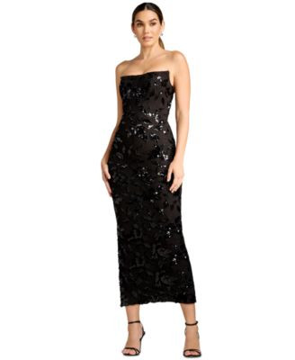 Women's Strapless Corset Sequin Midi Dress | Macy's