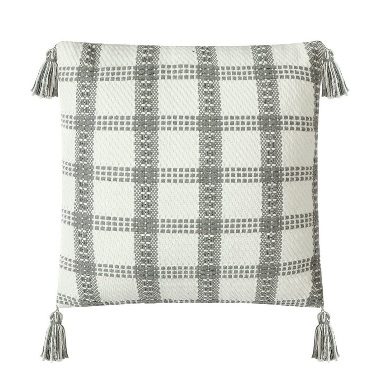 Mainstays Window Plaid Square Decorative Pillow, Gray 18" x 18" | Walmart (US)