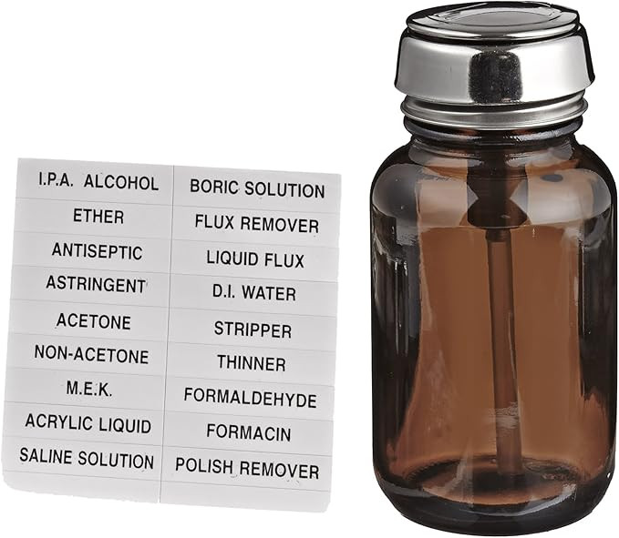 MENDA 35315 Amber Glass Dispensing Bottle with Stainless Steel One-Touch Pump, 4oz Capacity | Amazon (US)