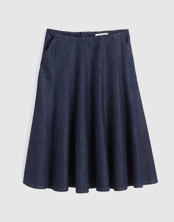 Flared Denim Midi Skirt in Rinse Wash | Madewell | Madewell