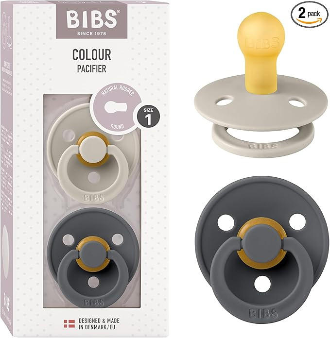 BIBS Colour Soother 2-Pack, BPA Free Dummy Pacifier, Round Nipple. Natural Rubber Latex, Made in ... | Amazon (UK)