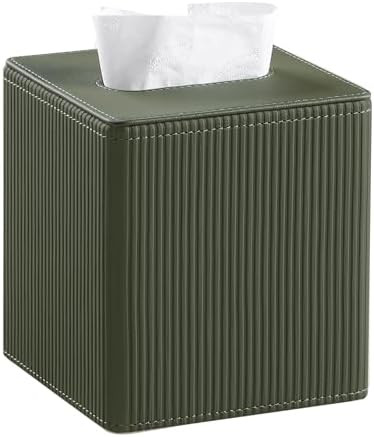 Tissue Box Cover Square with Magnetic Closure, PU Leather Tissue Box Holder for Bathroom NightSta... | Amazon (US)