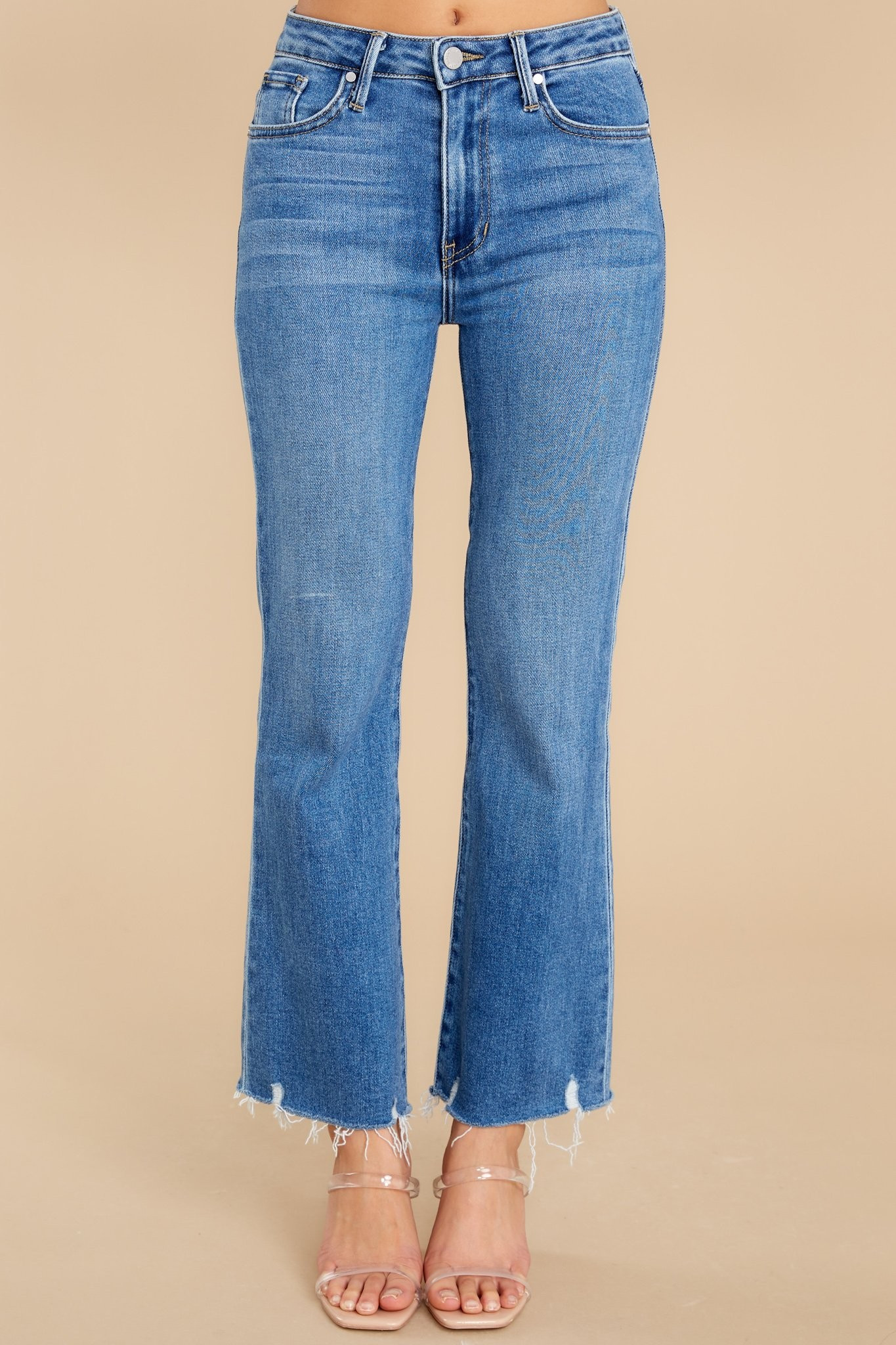 Just About Medium Wash Distressed Straight Jeans | Red Dress 