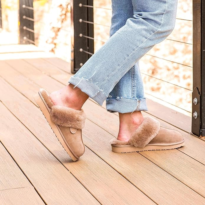 Fireside by Dearfoams Women's Fireside Sydney Shearling Fur Indoor/Outdoor Scuff Slipper With Wid... | Amazon (US)