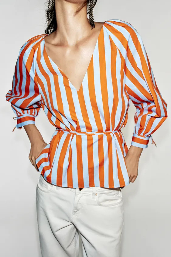 STRIPED SHIRT WITH SLIM BELT | Zara US