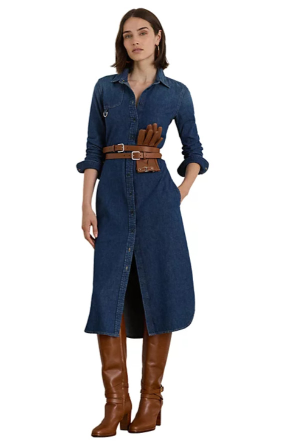 Effortlessly elegant, this Lauren Ralph Lauren denim shirtdress blends timeless sophistication with everyday comfort. Featuring a horsebit accent at the chest and a self-tie belt that flatters the waist, it’s a versatile piece you can dress up with boots or wear casually with flats. Perfect for office looks, weekend outings, or chic city walks. A modern classic that redefines the denim dress. Click to shop this refined wardrobe essential.

#LaurenRalphLauren #DenimDress #ClassicStyle #FallOutfitInspo 

 #LTKHoliday #LTKSeasonal #LTKShoeCrush