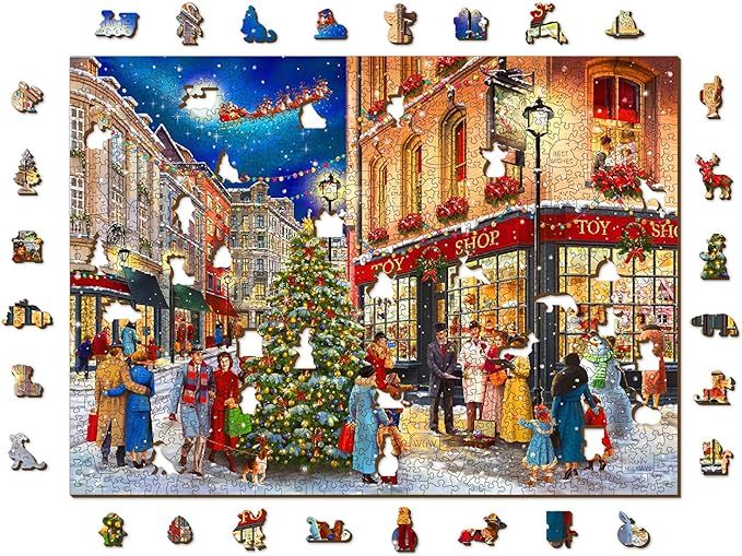 WOODEN.CITY 1000 Piece Wooden Jigsaw Puzzle Christmas Snowballs - Advanced Winter Jigsaw Puzzles ... | Amazon (US)