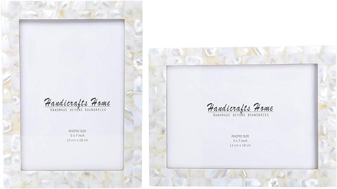 Handicrafts Home Photo Picture Frame - 5" x 7" White Mother of Pearl - Handmade Gift - Pack of 2 | Amazon (US)