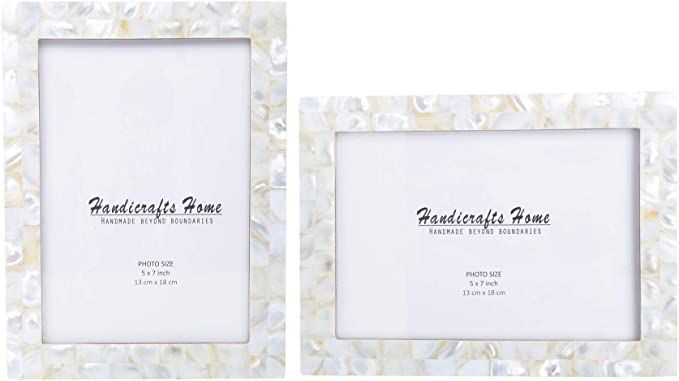 Handicrafts Home Photo Picture Frame - 5" x 7" White Mother of Pearl - Handmade Gift - Pack of 2 | Amazon (US)