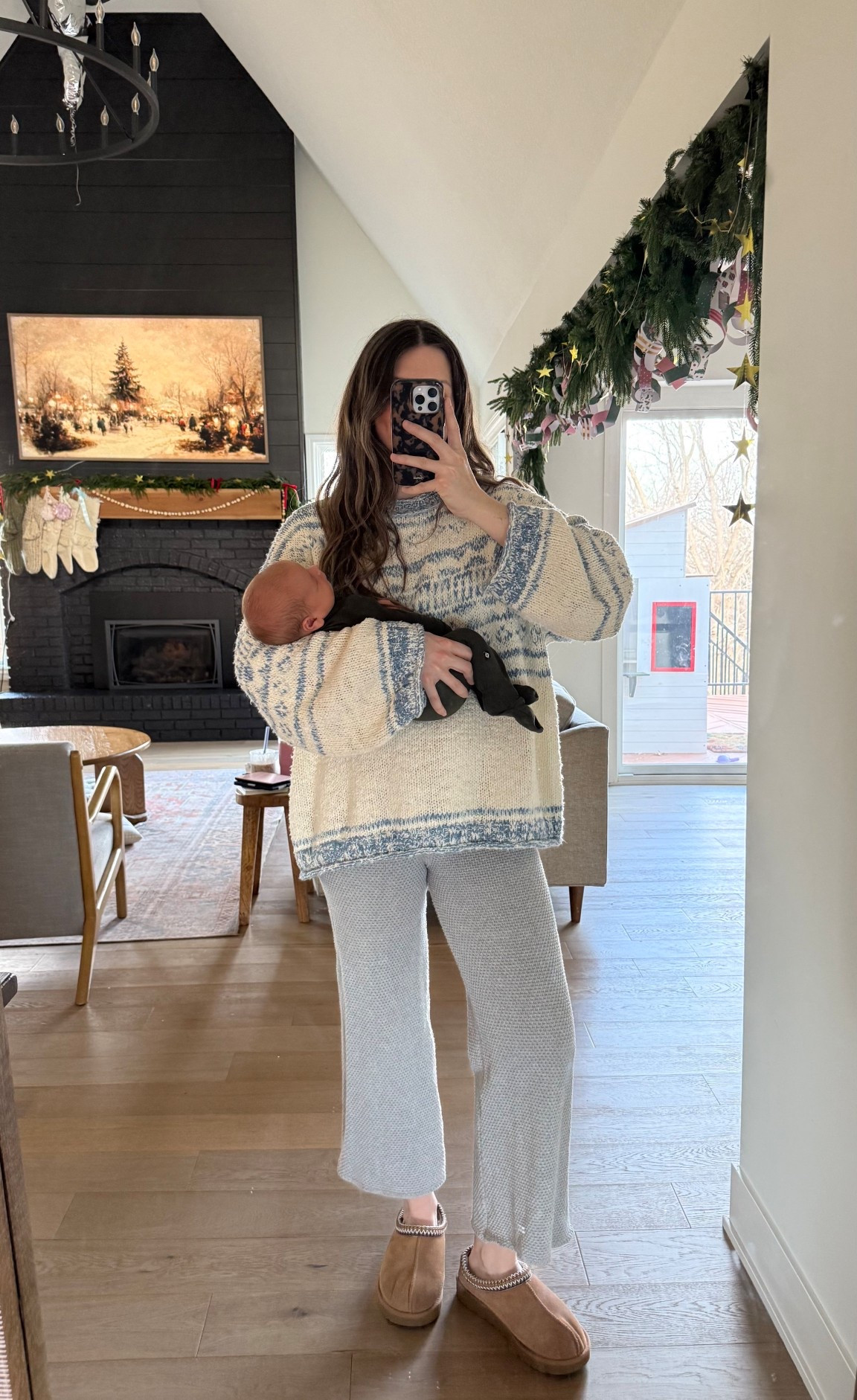 wearing a small in sweater, so cozy and oversized! Pants are part of a set, tts, also linked similar! 

Postpartum outfit 

#LTKBaby