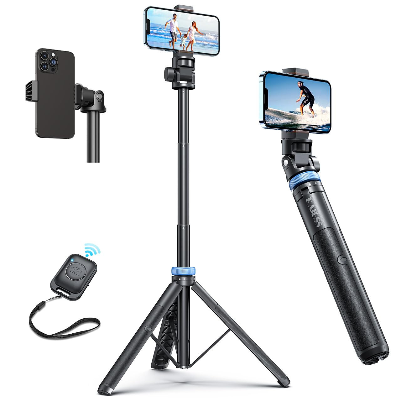 Kaiess 62" Phone Tripod, Selfie Stick Tripod & Phone Tripod Stand with Remote, Cell Phone Tripod ... | Amazon (CA)